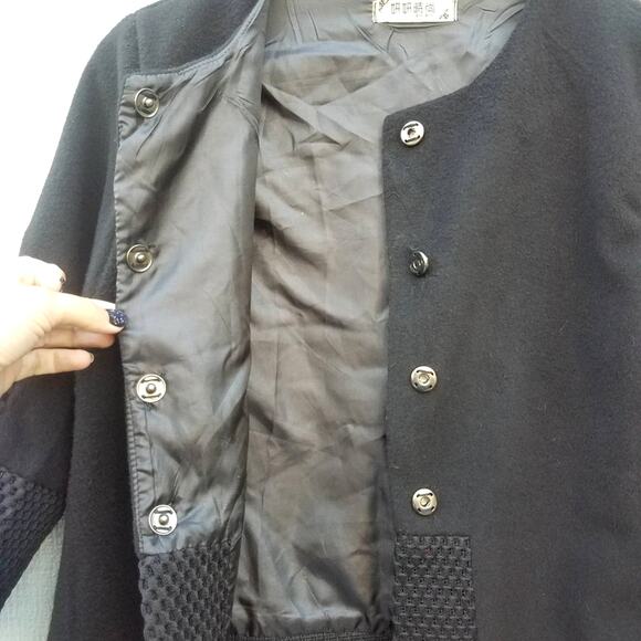 Yan Yan | Black Button Up Jacket w/ Mesh Details - Picture 3 of 6